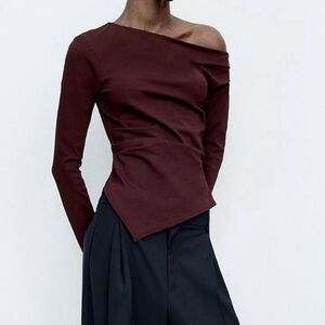 ZARA ASYMMETRICAL STRETCH TOP SIZE S